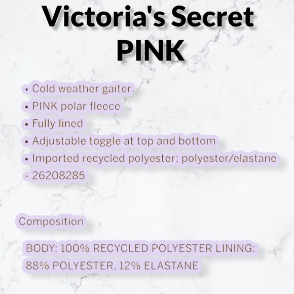 PINK Victoria's secret Black Fleece Face Mask Covering Gaiter NWT - Picture 4 of 8